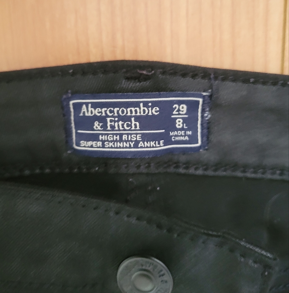 Abercrombie and Fitch high rise super skinny ankle jeans coated black button fly - Picture 3 of 7
